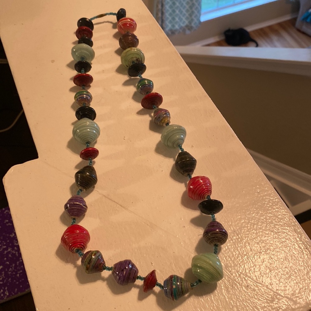 Large paper bead necklace from Uganda
